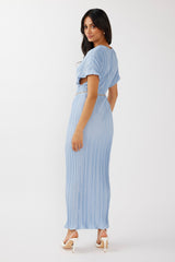 Astor Batwing Accordion Pleat Dress Blue