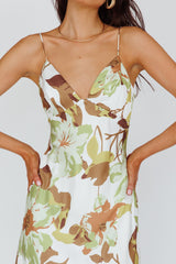 Egypt Cami Strap Maxi Dress Print Green
