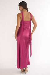 Lior Detachable Shoulder Maxi Dress Burgundy
