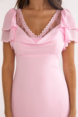 Elorin Lace Trim Maxi Dress Pink