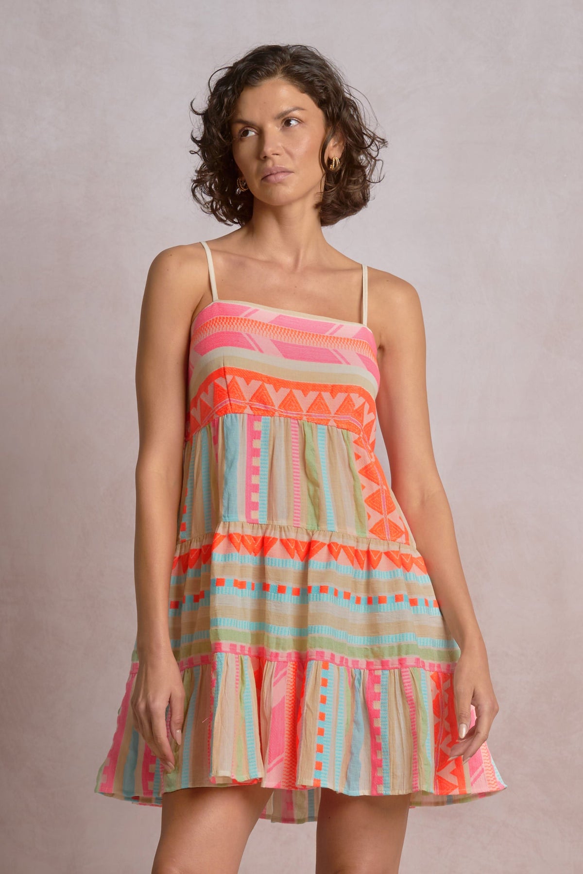 Vega Dress Neon Aztec