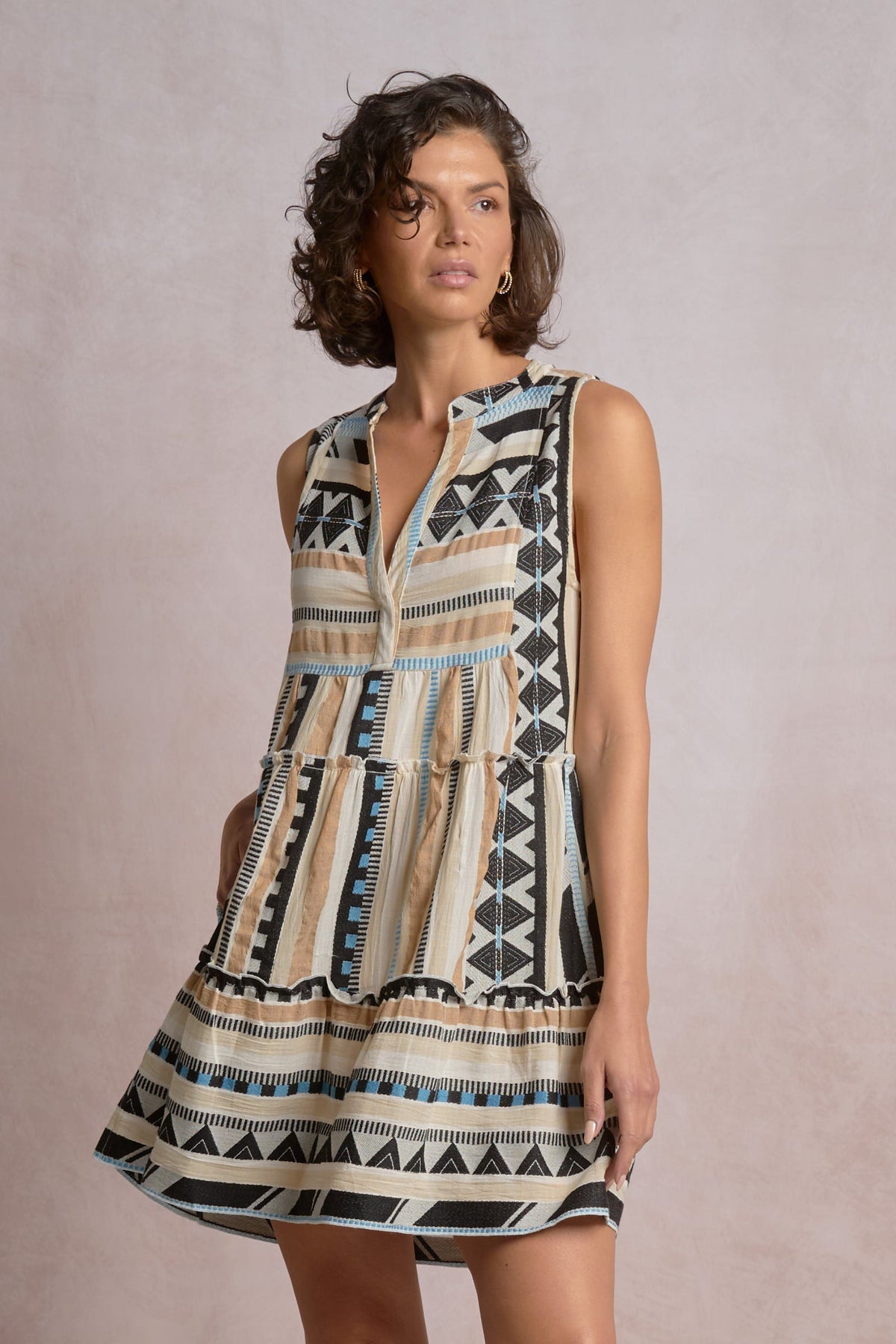Venus Dress Neutral Aztec