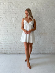 Cece White Lace Trim Mini Dress