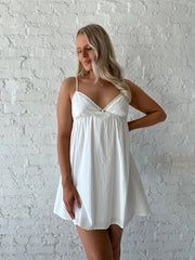Cece White Lace Trim Mini Dress