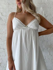 Cece White Lace Trim Mini Dress