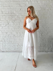 Collins White Eyelet Midi Dress