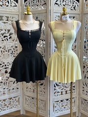 Milkmaid Lace Mini Dress-Estira , Stretchy
