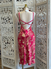 Bright Pink Lisa Pattern Dress - No Estira, Not Stretchy