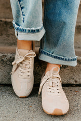 Chase The Wins Lace-Up Mesh Sneakers (Taupe)