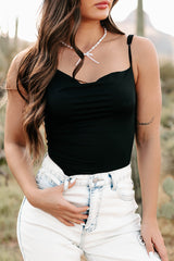 Cool & Controlled Cowl Neck Tank Bodysuit (Black)