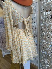 Ribbon Back Floral Dress- Not Stretchy