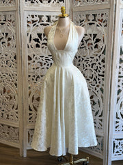 Pearl Flare Embroidered Midi Dress- Not Stretchy, No Estira