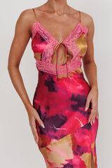 Saga Bust Keyhole Satin Maxi Dress Purple