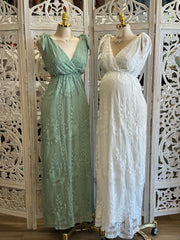 Embroidered V Maxi Dress- Stretchy, Estira