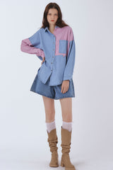 Zoe Pintucked Denim Shorts