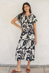 LACEY PRINT MIDI DRESS