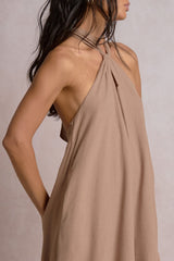 Santorini Halter Dress Brown