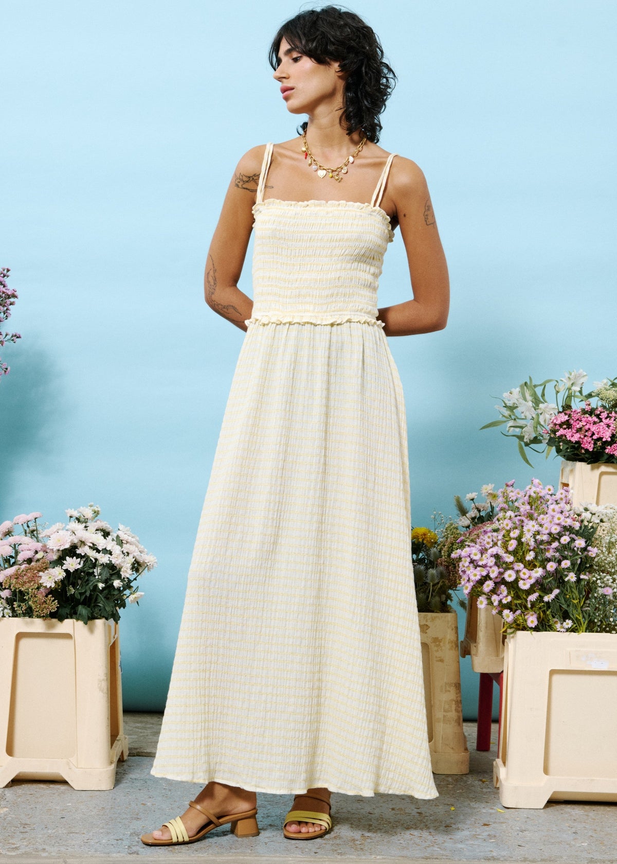 MARIANNE CHECKERED MAXI DRESS