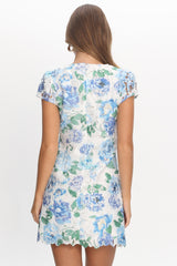 Jesinta Embroidered Mini Dress Floral Blue