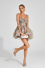 Haggai Floral Chiffon Mini Dress