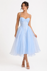 Blue Corset Tulle Dress- No Estira, Not Stretchy