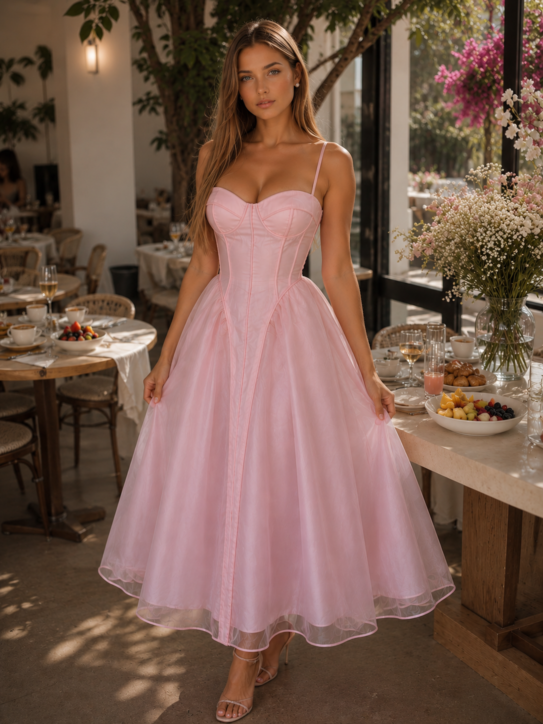 Pink Corset Tulle Dress- No Estira, Not Stretchy