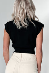 And So It Goes Collared Crop Top (Black)