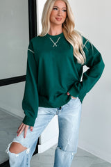 Pressing Pause Oversized Crewneck Sweatshirt (Hunter Green)
