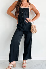 Cutest Aesthetic Button Front Jumpsuit (Black)