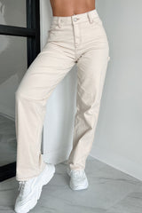 Lark High Rise Straight Leg Carpenter Jeans (Ecru)