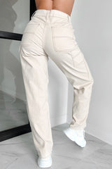 Lark High Rise Straight Leg Carpenter Jeans (Ecru)