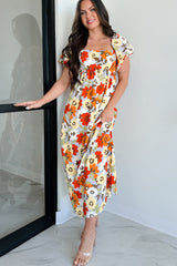 Never A Wallflower Floral Midi Dress (Multi)