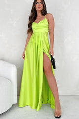 Look At The Bright Side Rhinestone Strap Maxi Dress (Lime)