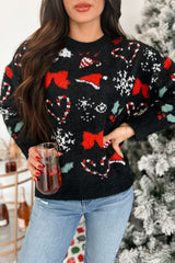 Just Christmas Things Oversized Holiday Sweater (Black Multi)