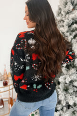 Just Christmas Things Oversized Holiday Sweater (Black Multi)