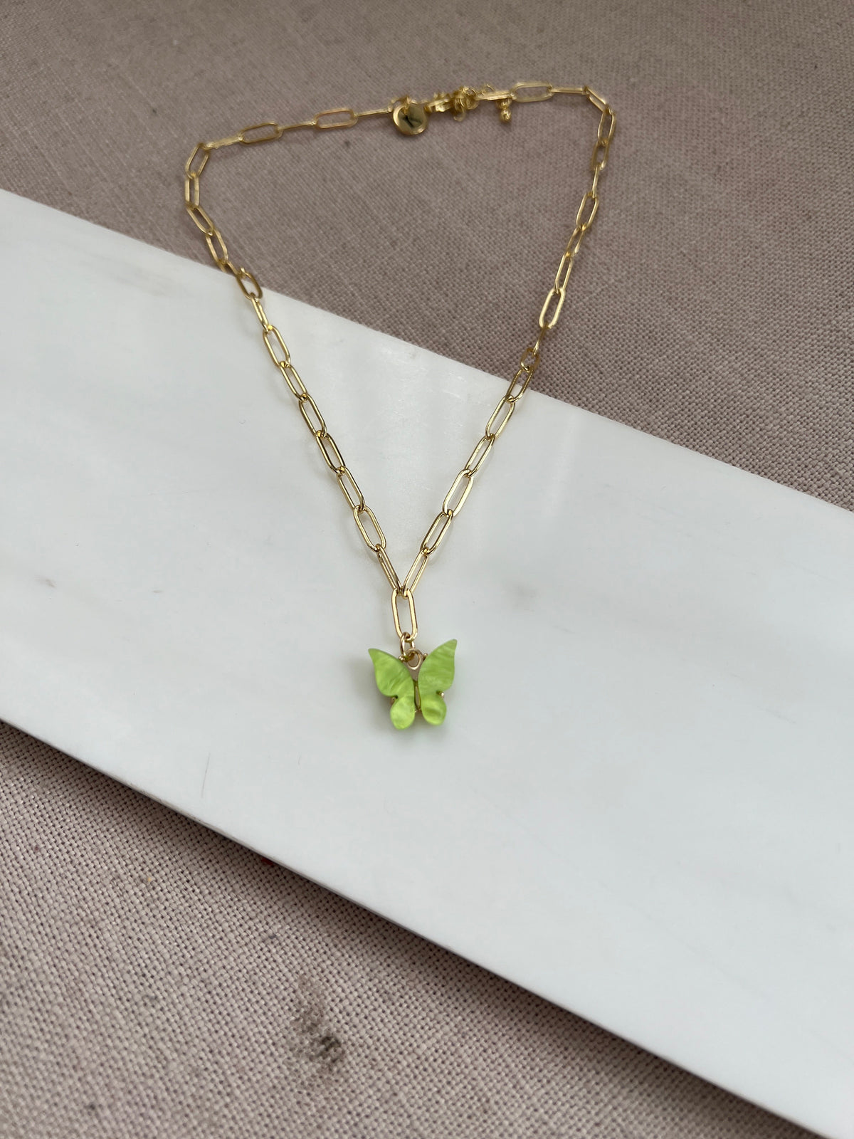 Flying Higher Butterfly Charm Necklace (Olive)