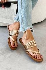 Confidence Overload Braided Thong Sandals (Gold)
