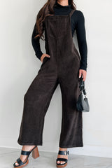 Playful Impression Soft Corduroy Overall Jumpsuit (Dark Brown)