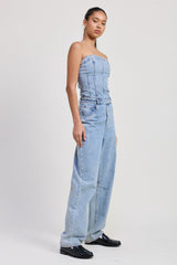 SOPHIA STRAPLESS DENIM JUMPSUIT