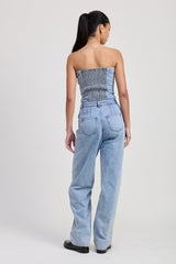 SOPHIA STRAPLESS DENIM JUMPSUIT