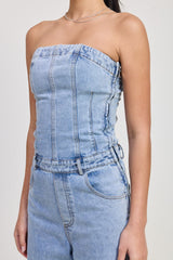 SOPHIA STRAPLESS DENIM JUMPSUIT