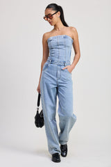 SOPHIA STRAPLESS DENIM JUMPSUIT