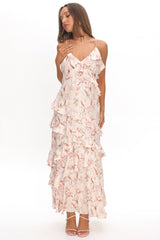 Cameela Ruffle Trim Maxi Dress Floral Blush