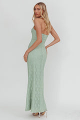 Luli Waist Sash Halter Maxi Dress Lace Sage