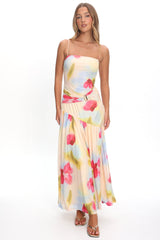 Azure Sun Drop Waist Split Maxi Dress Floral