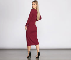 Keily Formal Ruched Crepe Midi Dress