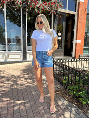 Lilian Medium Wash High Waisted Denim Shorts