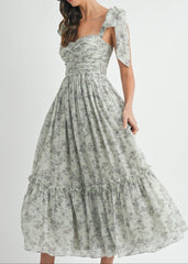 GEMMA FLORAL RUCHED MIDI DRESS