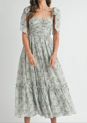 GEMMA FLORAL RUCHED MIDI DRESS