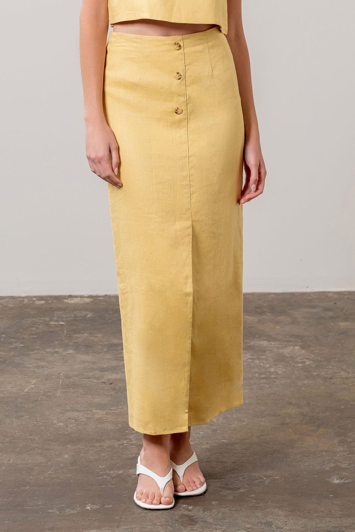 AUGUSTA YELLOW LINEN SKIRT